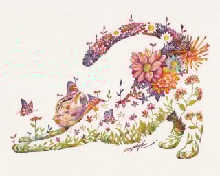 Illustration de l'article : 20 jolies peintures à l'aquarelle représentant des animaux composés de motifs floraux