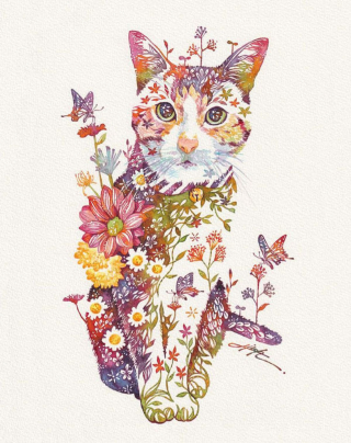 Illustration de l'article : 20 jolies peintures à l'aquarelle représentant des animaux composés de motifs floraux