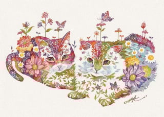 Illustration de l'article : 20 jolies peintures à l'aquarelle représentant des animaux composés de motifs floraux