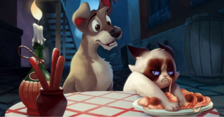 Illustration de l'article : 13 illustrations mettant en scène la célèbre Grumpy Cat dans des films Disney
