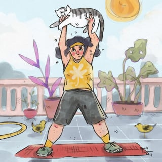 Illustration de l'article : 15 dessins illustrant avec poésie et humour ce qu'était la vie avec un chat pendant le confinement