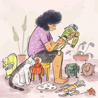 Illustration de l'article : 15 dessins illustrant avec poésie et humour ce qu'était la vie avec un chat pendant le confinement