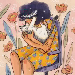 Illustration de l'article : 15 dessins illustrant avec poésie et humour ce qu'était la vie avec un chat pendant le confinement