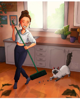 Illustration de l'article : 20 illustrations d'une artiste racontant les aventures drôles et touchantes de son chat