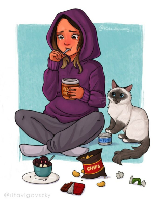 Illustration de l'article : 20 illustrations d'une artiste racontant les aventures drôles et touchantes de son chat