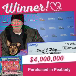 Illustration de l'article : Le propriétaire du chien Raven remporte le jackpot à un jeu de grattage et fait un don généreux à un refuge pour animaux