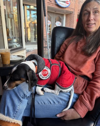 Illustration de l'article : En compagnie de son Teckel, cette femme tente de sensibiliser le public à l’importance des chiens d’assistance