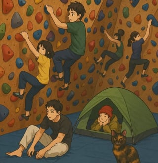 Illustration de l'article : Par mimétisme, cette chatte sauvée et hébergée dans une salle d’escalade se met à grimper les murs (vidéo)