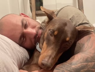 Illustration de l'article : Dévasté par la perte de son Dobermann, cet homme reçoit la présence d’un autre chien dans sa famille d’accueil comme un signe et décide de l’adopter