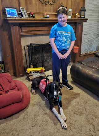 Illustration de l'article : Un &eacute;l&egrave;ve de CM2 atteint d&rsquo;autisme et d'un trouble neurologique accueille une chienne d'assistance gr&acirc;ce aux 12 000 euros r&eacute;colt&eacute;s lors d'une cagnotte solidaire