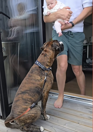 Illustration de l'article : « J’ai envie d’être son ami ! », ce Boxer tremble d’impatience à l’idée de rencontrer le bébé de sa famille (vidéo)