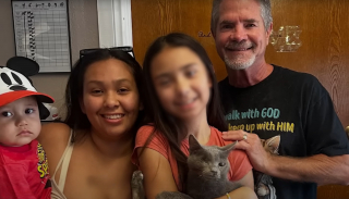 Illustration de l'article : Une chatte au corps meurtri et au visage d&eacute;form&eacute; par un accident se met &agrave; &ldquo;p&eacute;trir&rdquo; sous les yeux &eacute;mus de son sauveur