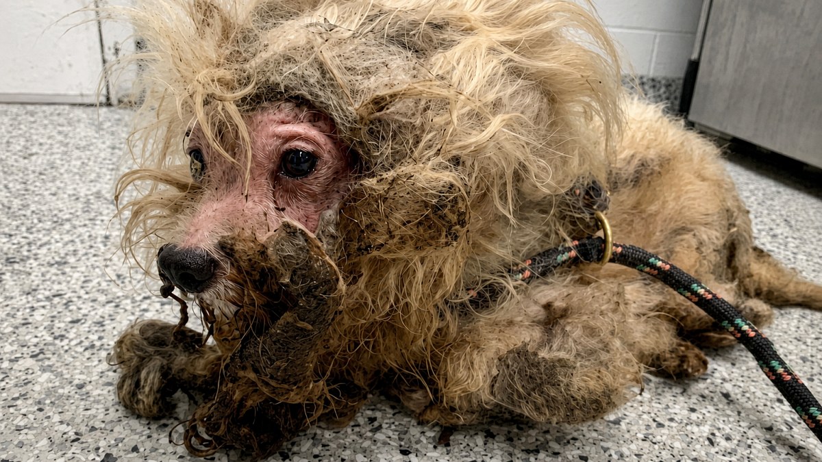 Illustration : "Cette chienne négligée réapprend à marcher après le retrait de près de 800 grammes de poils emmêlés"