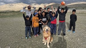 Illustration : En plein road trip, ce Golden Retriever fait une pause football avec des enfants (vidéo)