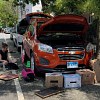 Illustration : Un chaton sort d'une voiture, mais se cache dans une autre apr&egrave;s des heures d'efforts pour le sauver