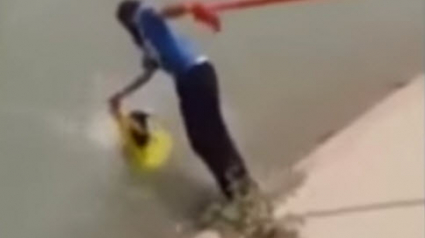 Illustration : Un Sikh enlève son turban pour sauver un chien de la noyade