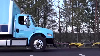 Illustration : (Vidéo) L’incroyable force de ces chiens robots qui tractent un camion