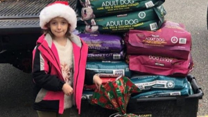 Illustration : À 8 ans, elle demande au père Noël d'offrir aux animaux d'un refuge plus ce 200 kilos de croquettes 
