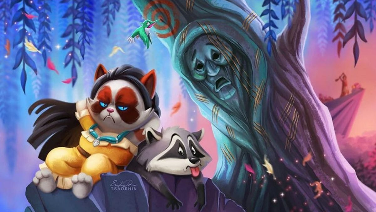 Illustration : "13 illustrations mettant en scène la célèbre Grumpy Cat dans des films Disney"