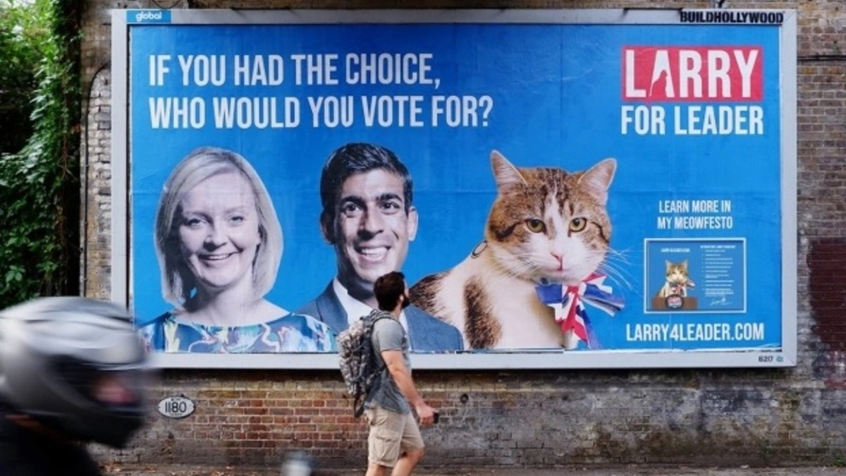 Illustration : "Le Royaume-Uni a une nouvelle Première ministre, mais Larry le chat du 10 Downing Street reste bien en place"