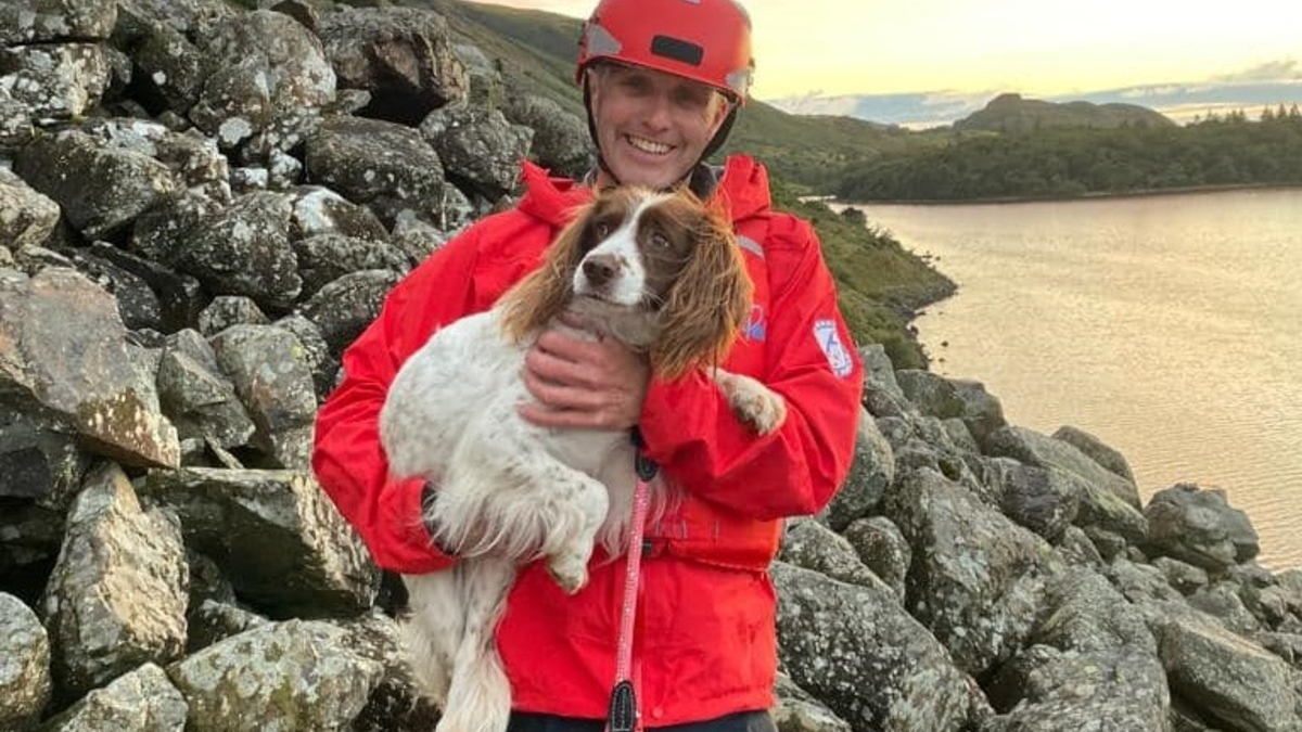 Illustration : "Une mission de 3 heures pour secourir un chien tombé malade en pleine escalade et ses maîtres"