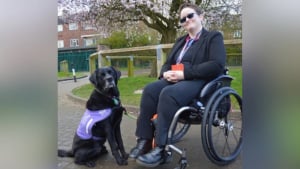 Illustration : "Pour cette enseignante handicapée, son chien d’assistance est un allié indispensable dans son laboratoire de sciences"