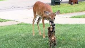 Illustration : "Ce chat Bengal et cette biche sauvage se retrouvent chaque jour pour un échange rempli de douceur (vidéo)"