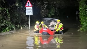 Illustration : La responsable d'un refuge lutte pour sauver ses chiens pris au piège par des inondations soudaines
