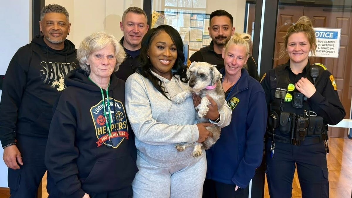 Illustration : "Retrouvée loin de chez elle après 2 ans d'absence, une chienne se fait des amis au poste de police avant de revoir sa famille"