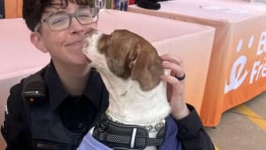Illustration : Alors qu'elle patrouillait, une policière s'arrête à un événement d'adoption et ressent le coup de foudre pour un chien