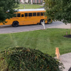 Illustration : Pieds nus et en pyjama, elle court apr&egrave;s son Golden Retriever qui fonce vers le bus scolaire de ses enfants (vid&eacute;o)