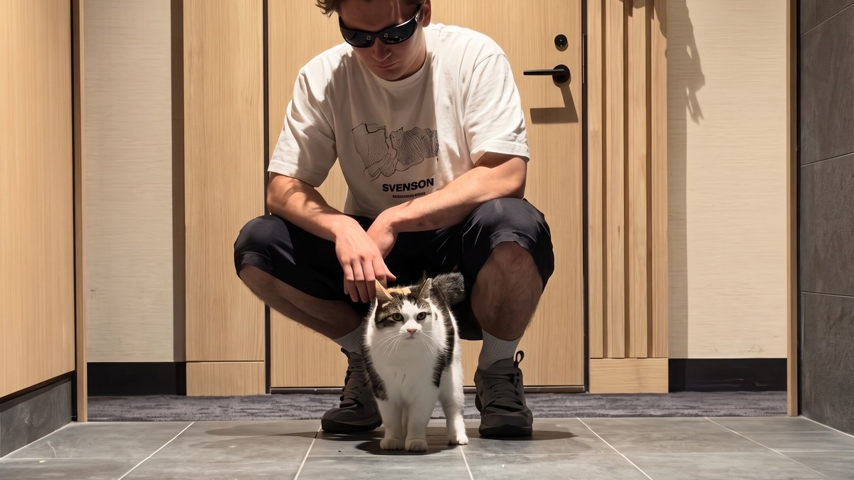 Illustration : "Cette chatte agite la patte chaque jour pour rejoindre ses voisins de palier et réclamer des câlins (vidéo)"